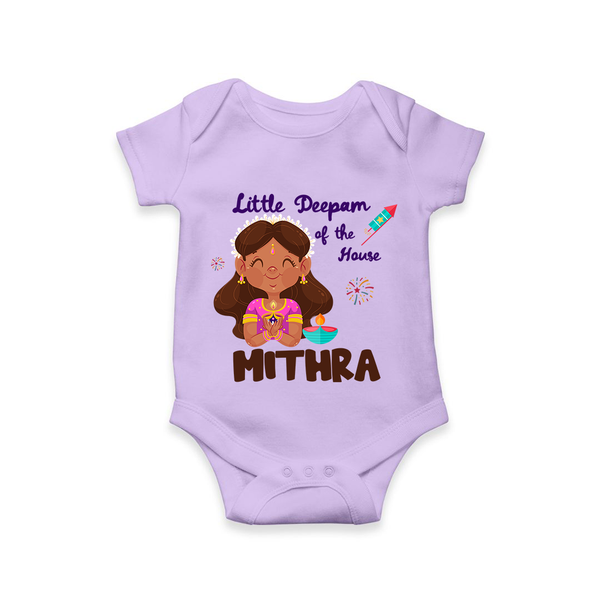 Little Deepam of the House Romper | Personalized Baby Romper for Diwali - LILAC - New Born (Chest 14")