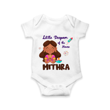 Little Deepam of the House Romper | Personalized Baby Romper for Diwali - WHITE - New Born (Chest 14")