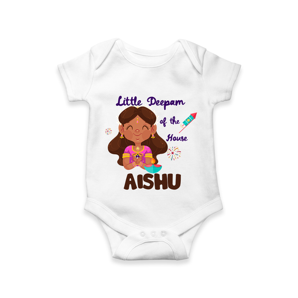 Little Deepam Diwali Romper - WHITE - New Born (Chest 14")