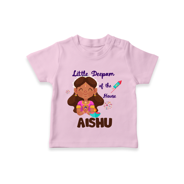 Little Deepam Diwali Tshirt - BABY PINK - 0-5 Months Old (Chest 17")