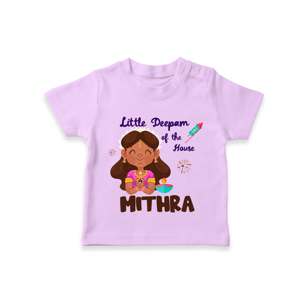 Little Deepam of the House Tshirt | Personalized Baby Tshirt for Diwali - LILAC - 0-5 Months Old (Chest 17")