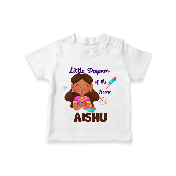 Little Deepam Diwali Tshirt - WHITE - 0-5 Months Old (Chest 17")