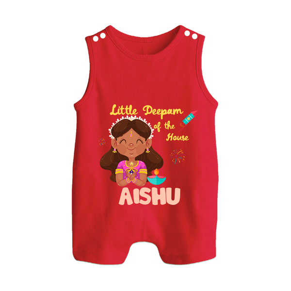 Little Deepam Diwali Button Romper - RED - New Born (Chest 18")
