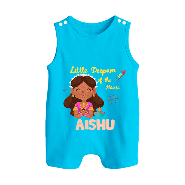 Little Deepam Diwali Button Romper - SKY BLUE - New Born (Chest 18")