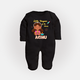 Little Deepam Diwali Full Body Suit - BLACK - New Born (Chest 7.5")