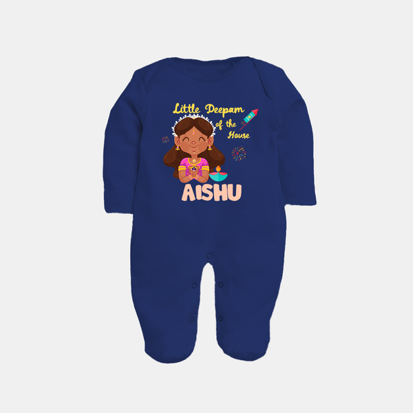 Little Deepam Diwali Full Body Suit - NAVY BLUE - New Born (Chest 7.5")