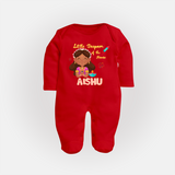 Little Deepam Diwali Full Body Suit - RED - New Born (Chest 7.5")