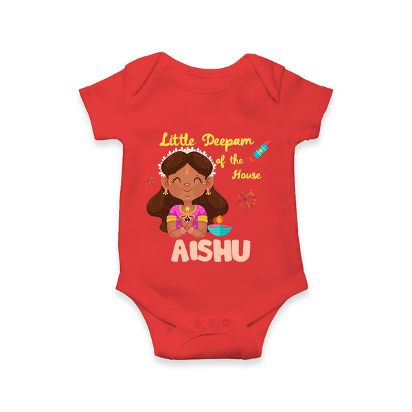 Little Deepam Diwali Romper - RED - New Born (Chest 14")