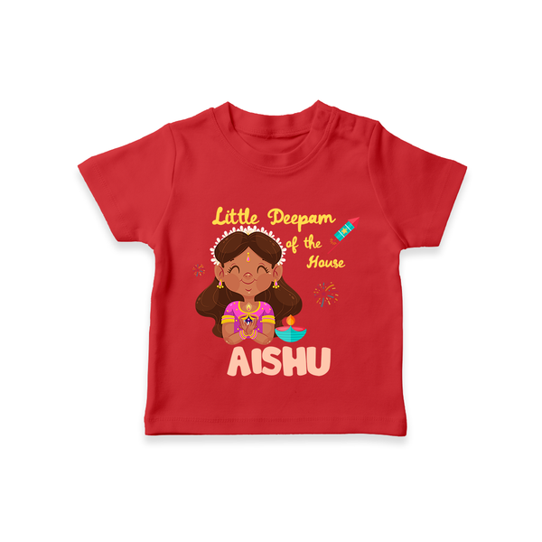 Little Deepam Diwali Tshirt - RED - 0-5 Months Old (Chest 17")