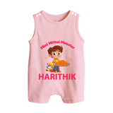 Mini Mithai Monster Button Romper - BABY PINK - New Born (Chest 18")