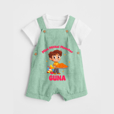 Mini Mithai Monster Dungaree Set | Custom Baby Dungaree Set for Festival Fun - MINT GREEN - 0 - 5 Months Old (Chest 18")
