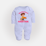 Mini Mithai Monster Full Body Suit - BABY BLUE - New Born (Chest 7.5")