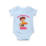 Mini Mithai Monster Romper | Custom Baby Romper for Festival Fun - BABY BLUE - New Born (Chest 14")