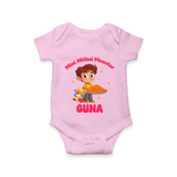 Mini Mithai Monster Romper | Custom Baby Romper for Festival Fun - BABY PINK - New Born (Chest 14")