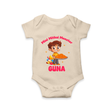 Mini Mithai Monster Romper | Custom Baby Romper for Festival Fun - IVORY - New Born (Chest 14")