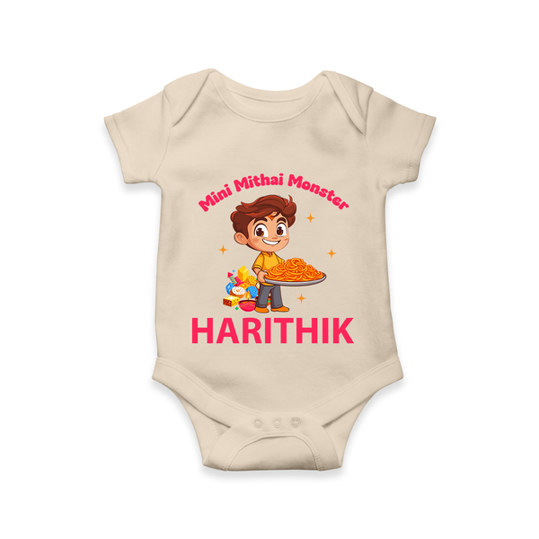 Mini Mithai Monster Romper - IVORY - New Born (Chest 14")