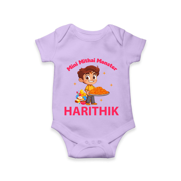 Mini Mithai Monster Romper - LILAC - New Born (Chest 14")