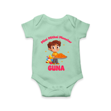 Mini Mithai Monster Romper | Custom Baby Romper for Festival Fun - MINT GREEN - New Born (Chest 14")