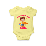 Mini Mithai Monster Romper | Custom Baby Romper for Festival Fun - PASTEL YELLOW - New Born (Chest 14")