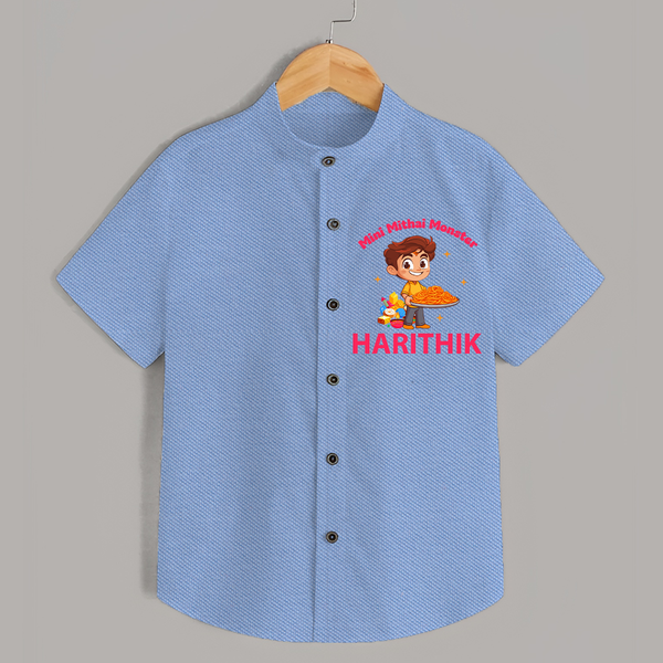 Mini Mithai Monster Shirt - SKY BLUE - 0 - 6 Months Old (Chest 23")