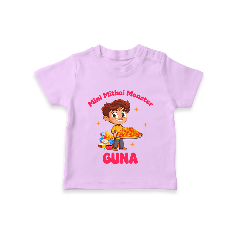 Mini Mithai Monster Tshirt | Custom Baby Tshirt for Festival Fun - LILAC - 0-5 Months Old (Chest 17")