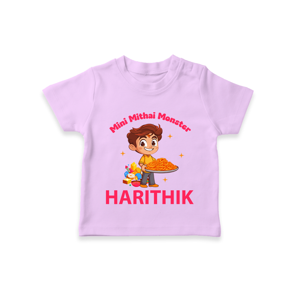 Mini Mithai Monster Tshirt - LILAC - 0-5 Months Old (Chest 17")