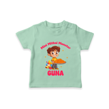 Mini Mithai Monster Tshirt | Custom Baby Tshirt for Festival Fun - MINT GREEN - 0-5 Months Old (Chest 17")