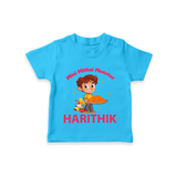 Mini Mithai Monster Tshirt - SKY BLUE - 0-5 Months Old (Chest 17")