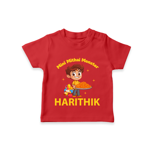 Mini Mithai Monster Tshirt - RED - 0-5 Months Old (Chest 17")
