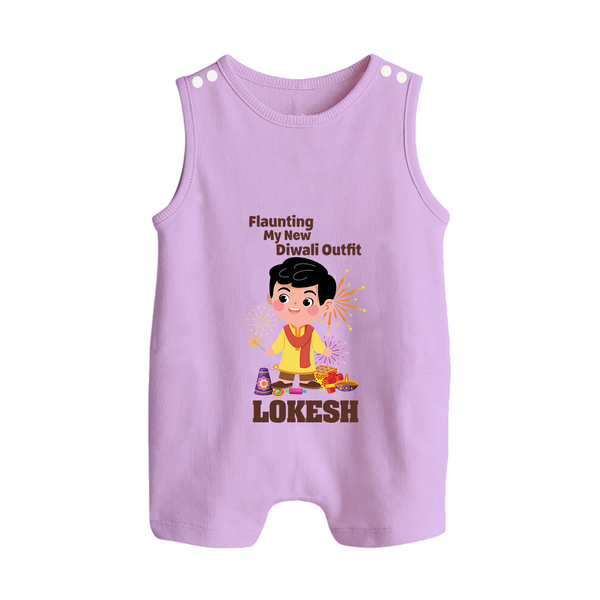 Flaunting My New Diwali Outfit Romper Suit | Personalized Baby Festival Romper Suit - LILAC - 0 - 5 Months Old (Chest 18")