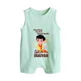 Diwali Outfit Star Button Romper - MINT GREEN - New Born (Chest 18")