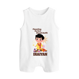 Diwali Outfit Star Button Romper - WHITE - New Born (Chest 18")