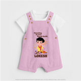 Flaunting My New Diwali Outfit Dungaree Set | Personalized Baby Festival Dungaree Set - BABY PINK - 0 - 5 Months Old (Chest 18")