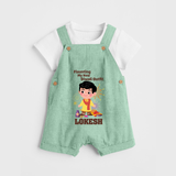 Flaunting My New Diwali Outfit Dungaree Set | Personalized Baby Festival Dungaree Set - MINT GREEN - 0 - 5 Months Old (Chest 18")