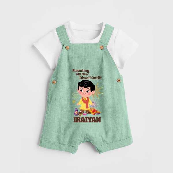 Diwali Outfit Star Dungaree - MINT GREEN - 0 - 5 Months Old (Chest 18")