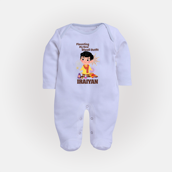 Diwali Outfit Star Full Body Suit - BABY BLUE - New Born (Chest 7.5")