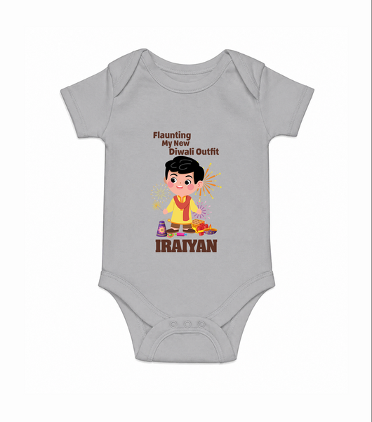 Diwali Outfit Star Romper - GREY - New Born (Chest 14")