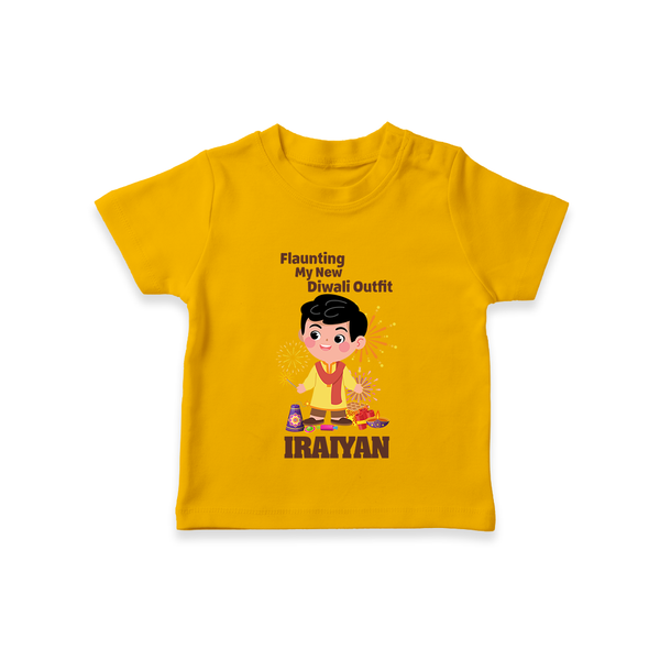 Diwali Outfit Star Tshirt - CHROME YELLOW - 0-5 Months Old (Chest 17")