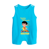 Diwali Outfit Star Button Romper - SKY BLUE - New Born (Chest 18")