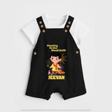 Flaunting My New Diwali Outfit Dungaree Set | Personalized Baby Festival Dungaree Set - BLACK - 0 - 5 Months Old (Chest 18")