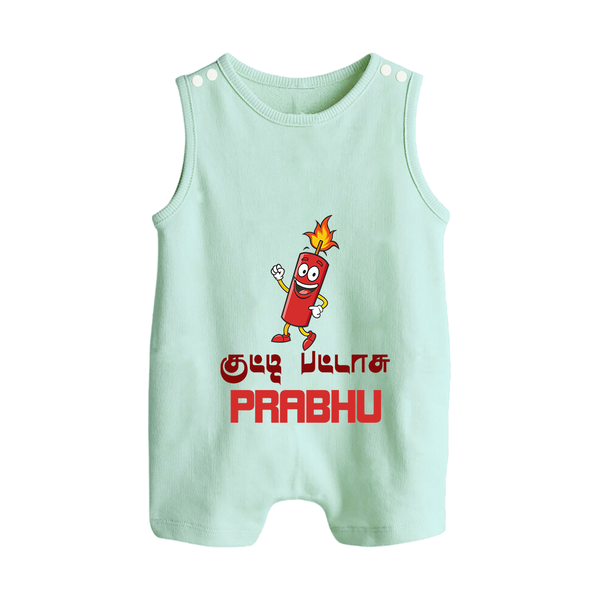 Kutty Pattas Romper Suit | Custom Baby Romper Suit for Diwali Celebration - MINT GREEN - 0 - 5 Months Old (Chest 18")