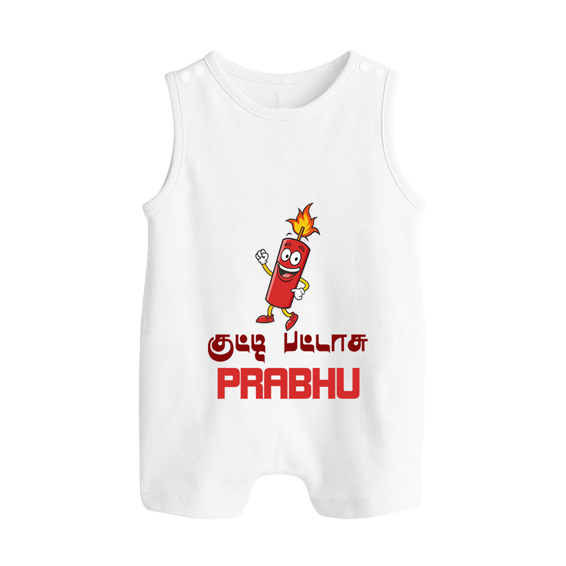 Kutty Pattas Romper Suit | Custom Baby Romper Suit for Diwali Celebration - WHITE - 0 - 5 Months Old (Chest 18")