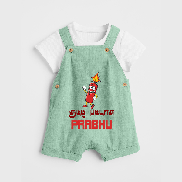 Kutty Pattas Dungaree Set | Custom Baby Dungaree Set for Diwali Celebration - MINT GREEN - 0 - 5 Months Old (Chest 18")