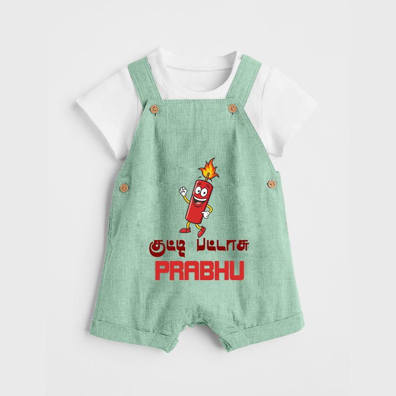 Kutty Pattas Dungaree Set | Custom Baby Dungaree Set for Diwali Celebration - MINT GREEN - 0 - 5 Months Old (Chest 18")
