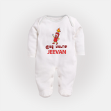 Kutty Pattasu Full Body Suit - WHITE - New Born (Chest 7.5")