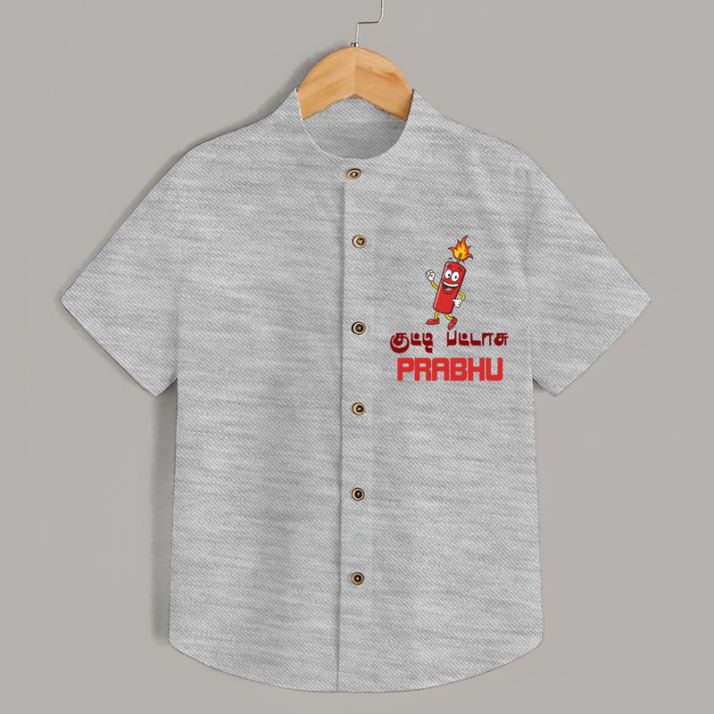 Kutty Pattas Shirt | Custom Baby Shirt for Diwali Celebration - GREY - 0 - 6 Months Old (Chest 23")
