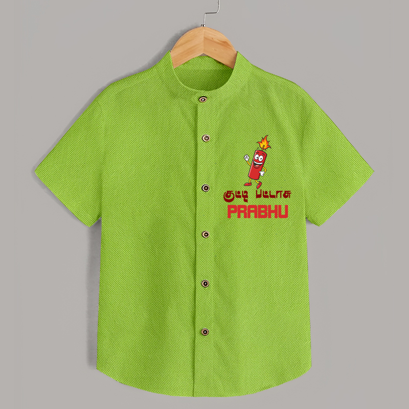 Kutty Pattas Shirt | Custom Baby Shirt for Diwali Celebration - LIME GREEN - 0 - 6 Months Old (Chest 23")
