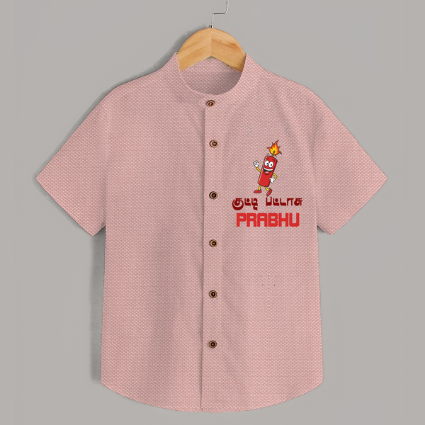 Kutty Pattas Shirt | Custom Baby Shirt for Diwali Celebration - PEACH - 0 - 6 Months Old (Chest 23")