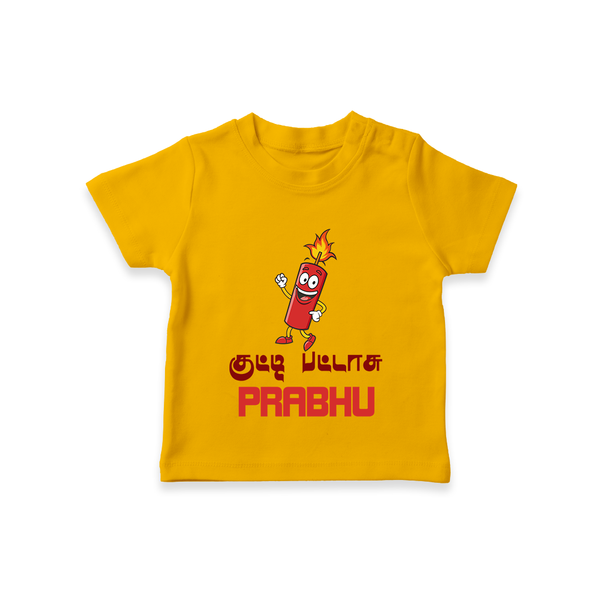 Kutty Pattas Tshirt | Custom Baby Tshirt for Diwali Celebration - CHROME YELLOW - 0-5 Months Old (Chest 17")
