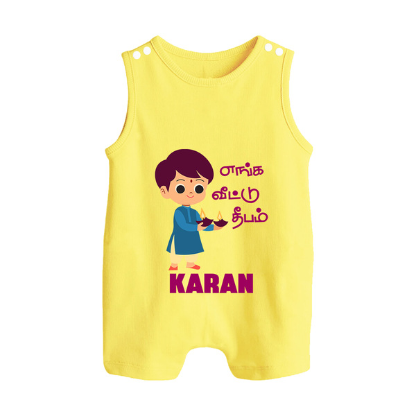 Little Deepam Boy Button Romper - PASTEL YELLOW - New Born (Chest 18")